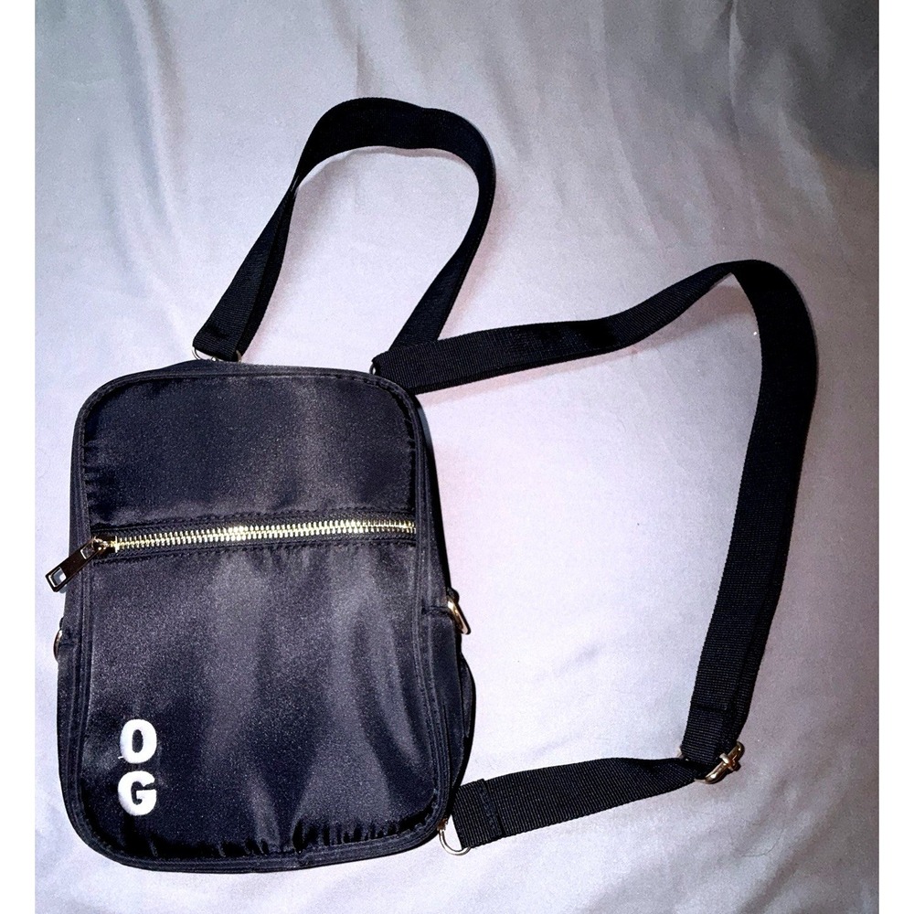 OG Crossbody Bag Small Black Excellent Nylon Gold Hardware Logo Pocket